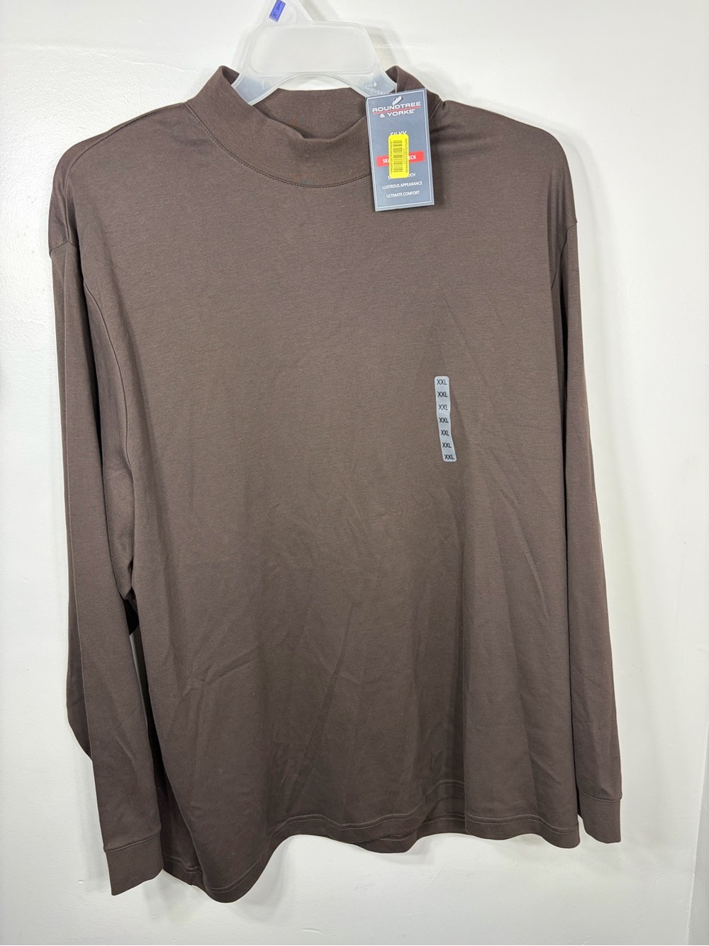 NWT Roundtree & Yorke Silky Finish Mock Neck Shirt Brown XXL‎